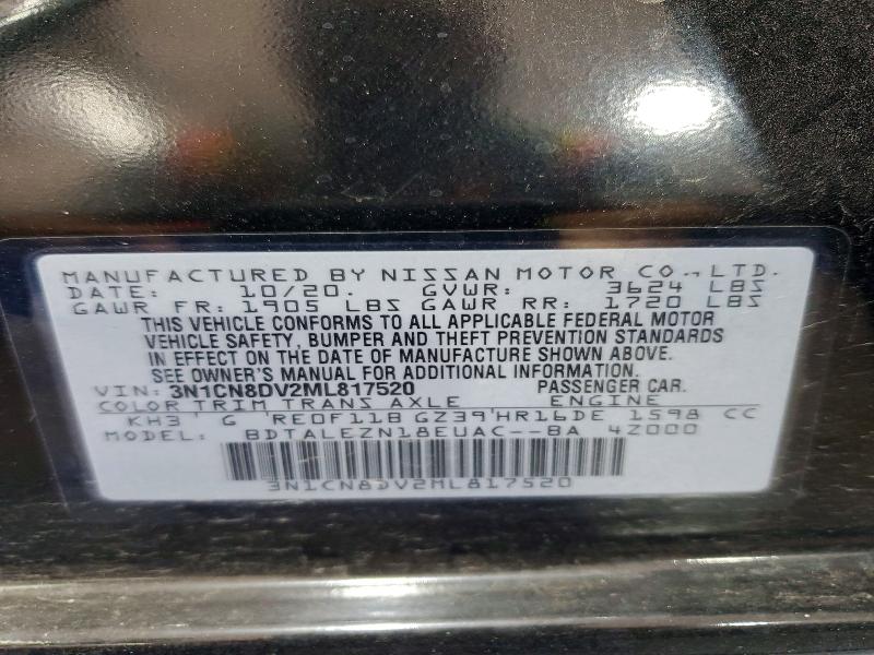Aukcja sprzedaży 2021 Nissan Versa, vin: 3N1CN8DV2ML817520, numer aukcji: 65410336