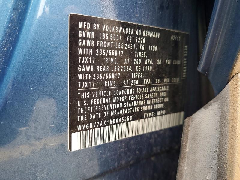 Aukcja sprzedaży 2017 Volkswagen Tiguan, vin: WVGBV7AX1HK045958, numer aukcji: 64688296