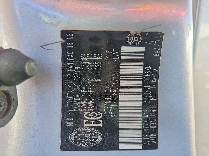 65545486 :رقم المزاد ، 2T1BU4EE8AC192171 vin ، 2010 Toyota Corolla مزاد بيع