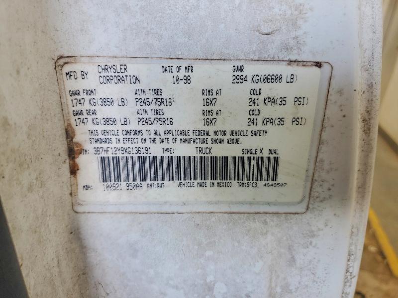 63899506 :رقم المزاد ، 3B7HF12Y9XG136191 vin ، 1999 Dodge Ram 1500 مزاد بيع
