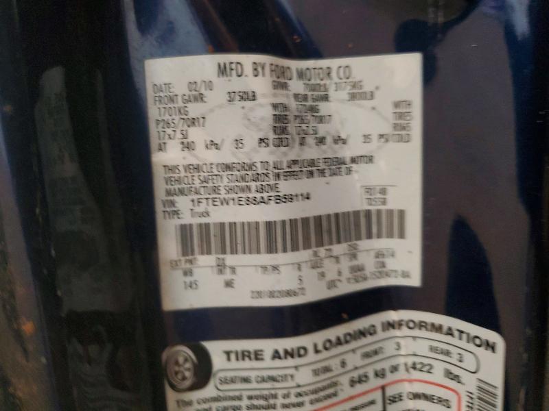 65435586 :رقم المزاد ، 1FTEW1E88AFB59114 vin ، 2010 Ford F150 مزاد بيع
