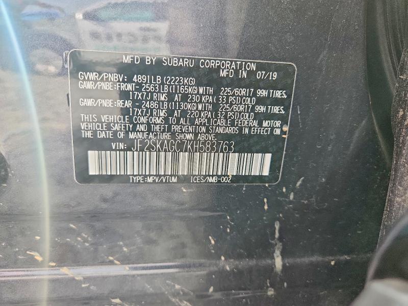 Aukcja sprzedaży 2019 Subaru Forester, vin: JF2SKAGC7KH583763, numer aukcji: 64057476