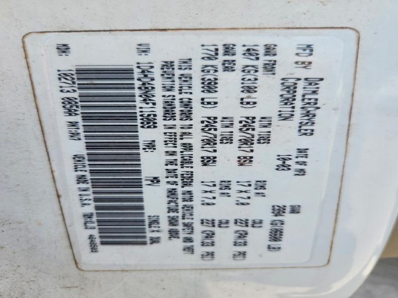 Aukcja sprzedaży 2004 Dodge Durango, vin: 1D4HD48N04F115069, numer aukcji: 65549346