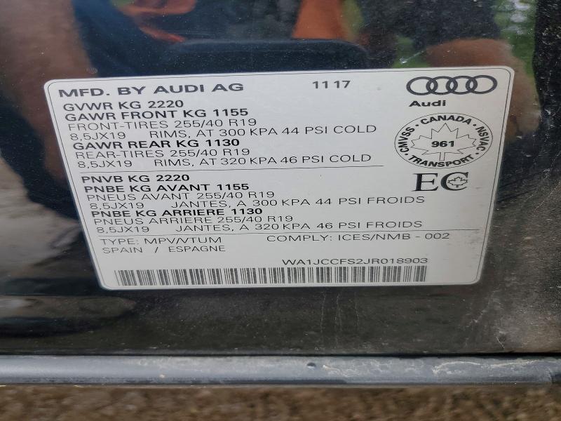 Aukcja sprzedaży 2018 Audi Q3, vin: WA1JCCFS2JR018903, numer aukcji: 63412736