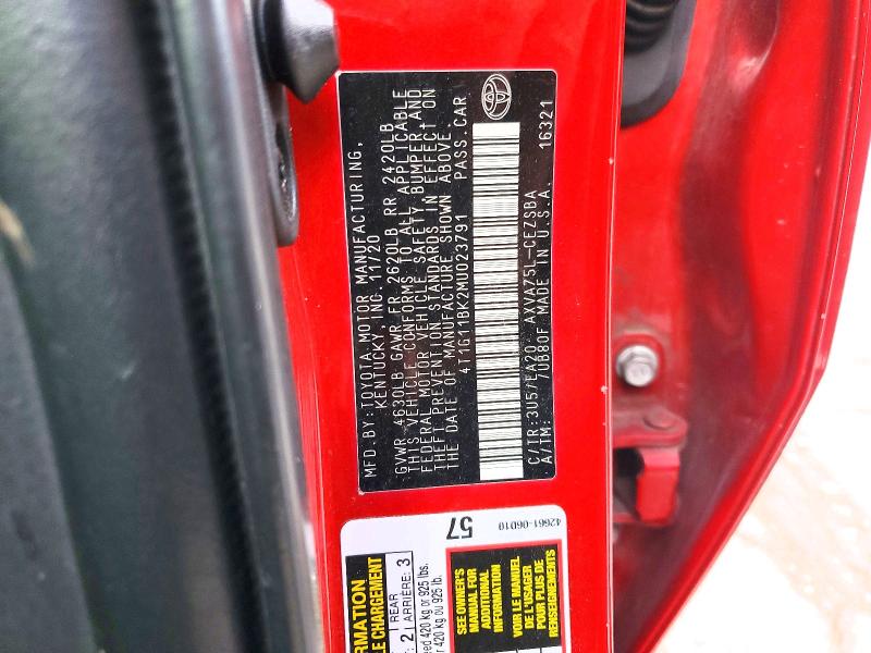 Aukcja sprzedaży 2021 Toyota Camry, vin: 4T1G11BK2MU023791, numer aukcji: 63736126