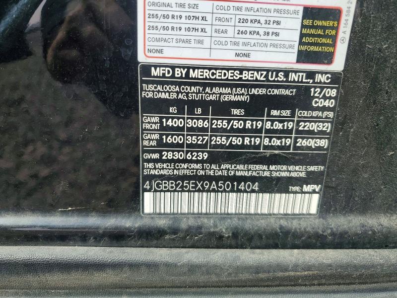 Aukcja sprzedaży 2009 Mercedes-benz Ml, vin: 4JGBB25EX9A501404, numer aukcji: 64466676