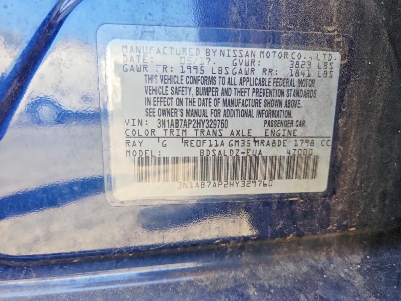 Продаж на аукціоні авто 2017 Nissan Sentra, vin: 3N1AB7AP2HY329760, номер лоту: 61450276