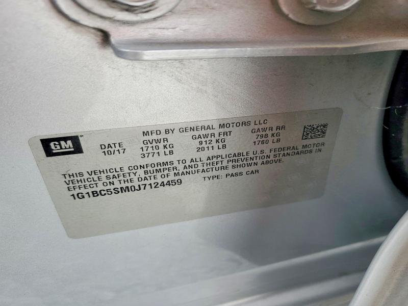 63878206 :رقم المزاد ، 1G1BC5SM0J7124459 vin ، 2018 Chevrolet Cruze مزاد بيع