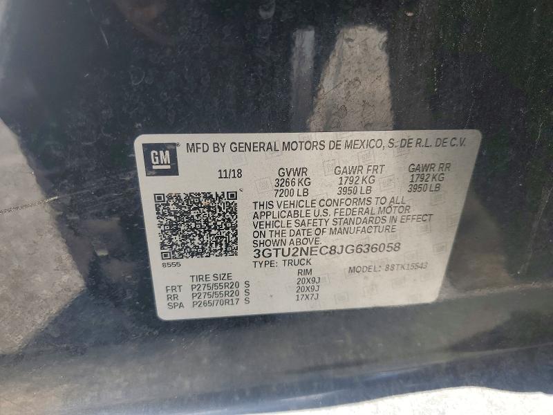 Aukcja sprzedaży 2018 Gmc Sierra, vin: 3GTU2NEC8JG636058, numer aukcji: 63931226