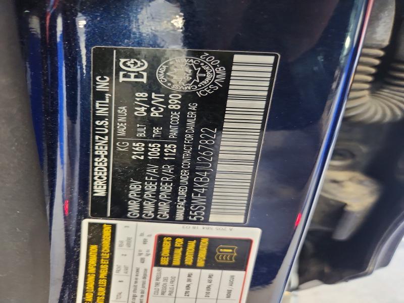 64184356 :رقم المزاد ، 55SWF4KB4JU267822 vin ، 2018 Mercedes-benz C مزاد بيع