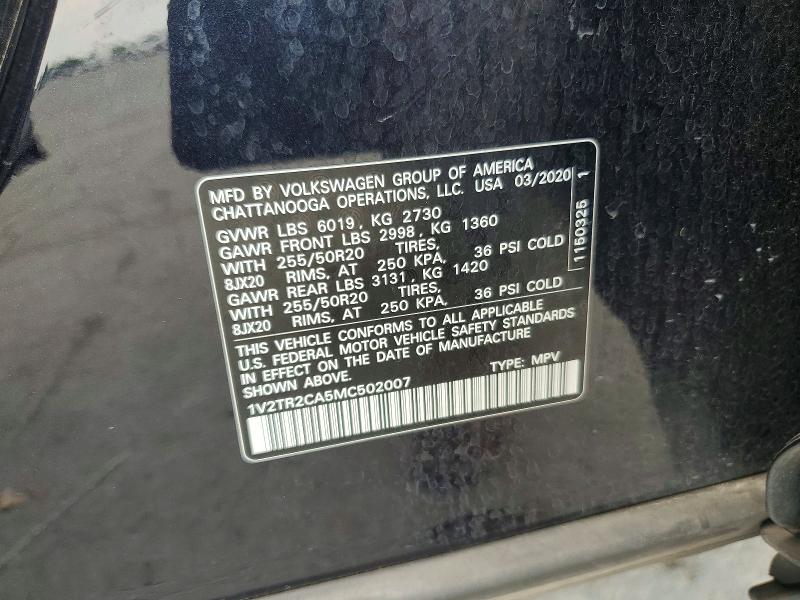 Aukcja sprzedaży 2021 Volkswagen Atlas, vin: 1V2TR2CA5MC502007, numer aukcji: 63561956