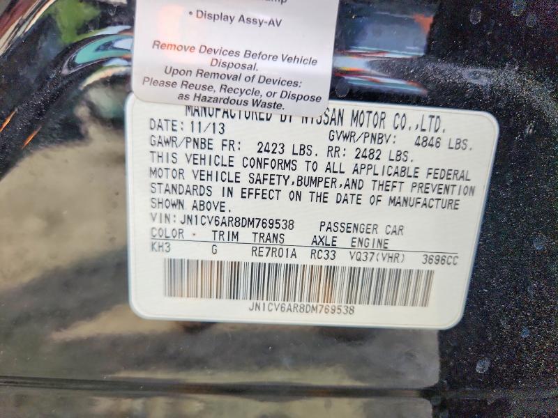 Aukcja sprzedaży 2013 Infiniti G37 Sedan, vin: JN1CV6AR8DM769538, numer aukcji: 64796256