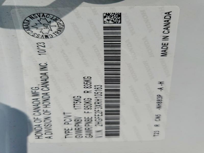 Продаж на аукціоні авто 2024 Honda Civic, vin: 2HGFE2F3XRH105163, номер лоту: 63729346
