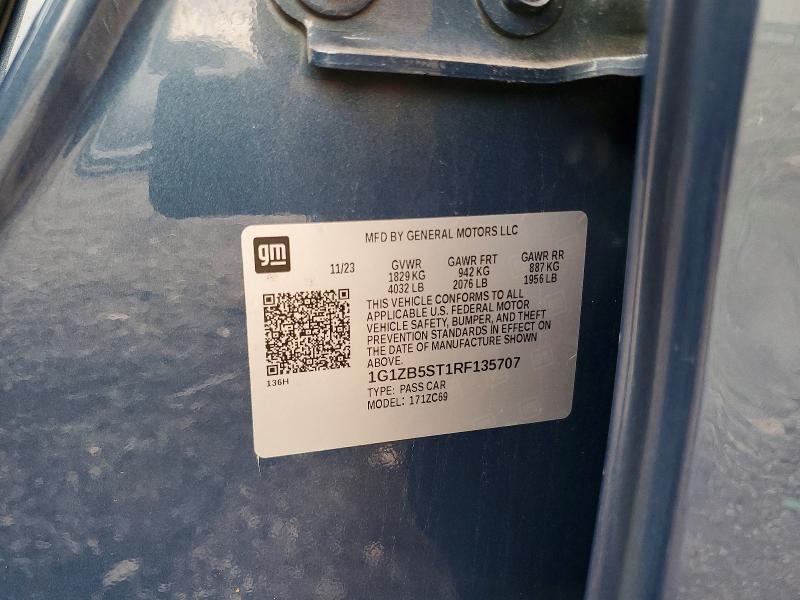 Продаж на аукціоні авто 2024 Chevrolet Malibu, vin: 1G1ZB5ST1RF135707, номер лоту: 64318086