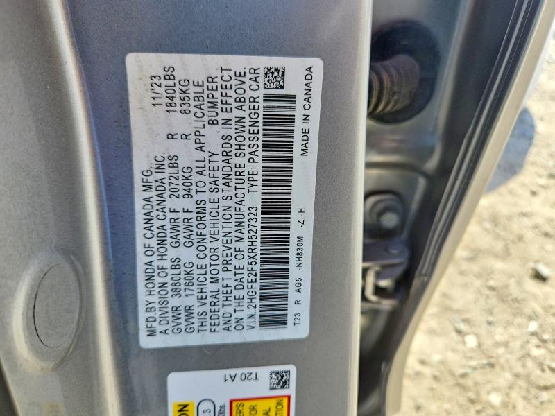 Продаж на аукціоні авто 2024 Honda Civic, vin: 2HGFE2F5XRH527323, номер лоту: 65639666