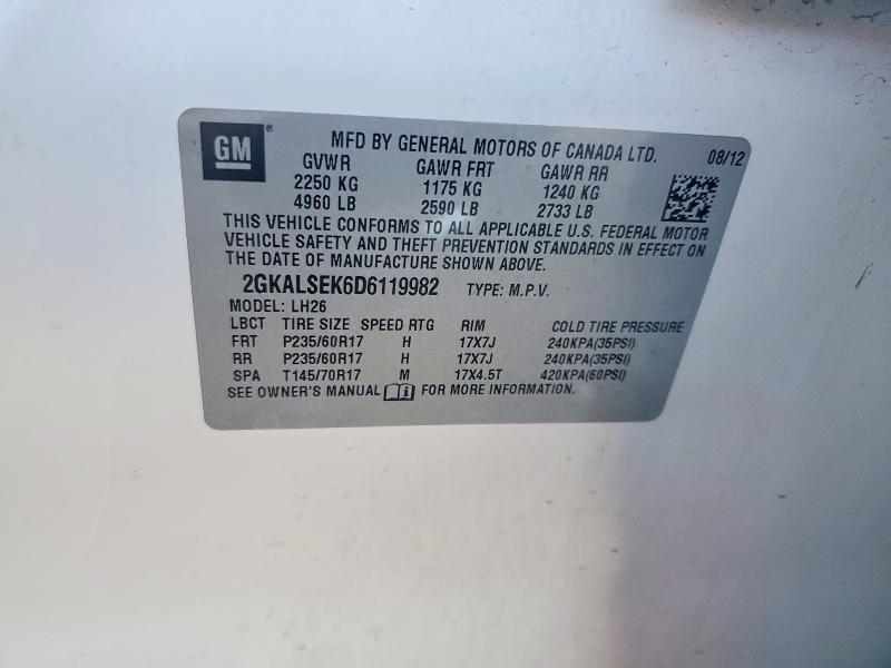 2013 Gmc Terrain მანქანა იყიდება აუქციონზე, vin: 2GKALSEK6D6119982, აუქციონის ნომერი: 65677076