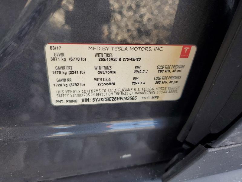 Продажа на аукционе авто 2017 Tesla Model X, vin: 5YJXCBE26HF043606, номер лота: 64428726