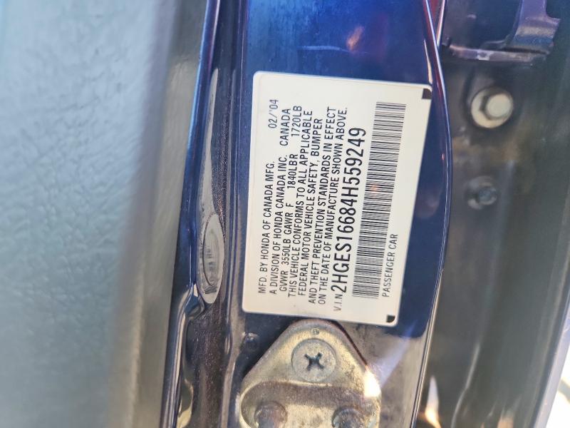 Продаж на аукціоні авто 2004 Honda Civic, vin: 2HGES16684H559249, номер лоту: 64029686