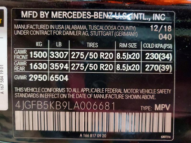 Продажа на аукционе авто 2020 Mercedes-benz Gle, vin: 4JGFB5KB9LA006681, номер лота: 66169126