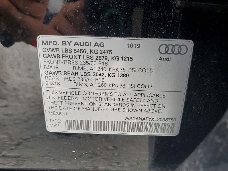 Продаж на аукціоні авто 2020 Audi Q5, vin: WA1ANAFYXL2038783, номер лоту: 65401376