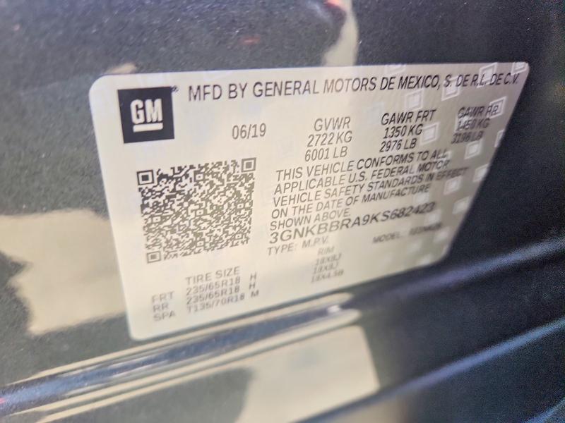65373246 :رقم المزاد ، 3GNKBBRA9KS682423 vin ، 2019 Chevrolet Blazer مزاد بيع
