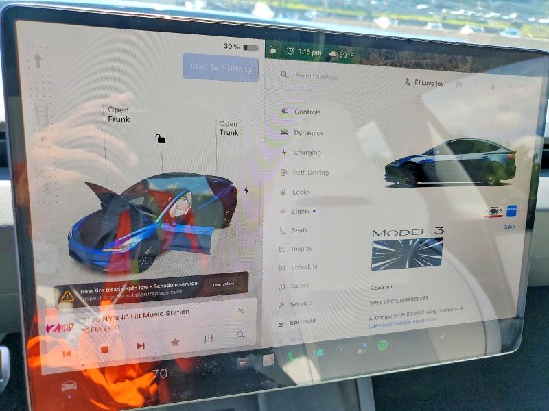 Aukcja sprzedaży 2024 Tesla Model 3, vin: 5YJ3E1ET5RF865259, numer aukcji: 64611196