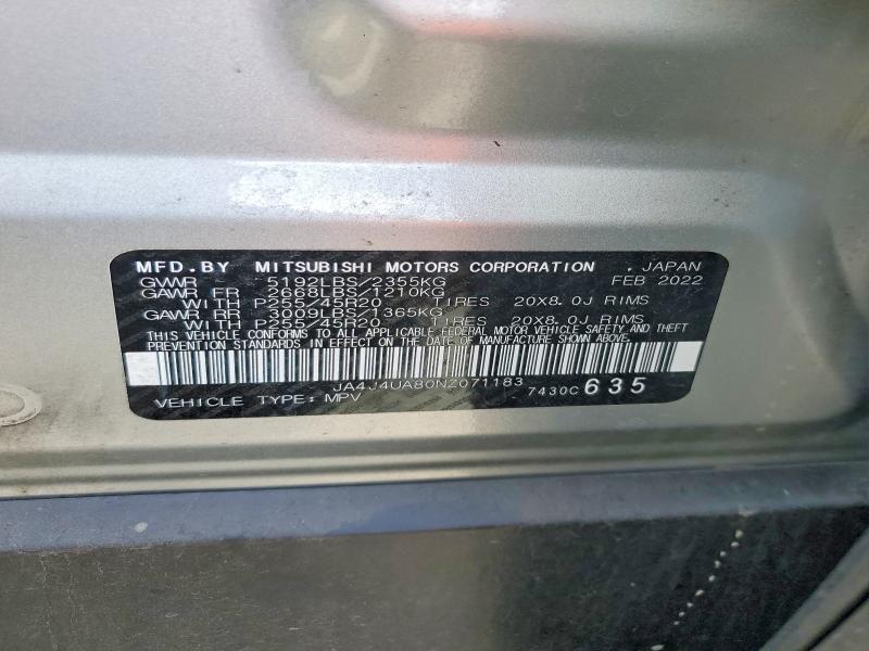 Продажа на аукционе авто 2022 Mitsubishi Outlander, vin: JA4J4UA80NZ071183, номер лота: 66439986
