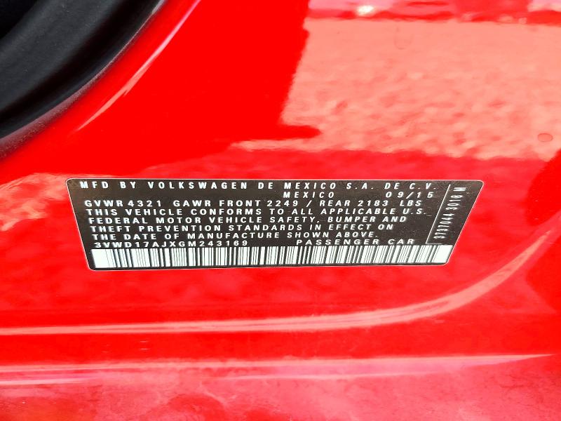 2016 Volkswagen Jetta მანქანა იყიდება აუქციონზე, vin: 3VWD17AJXGM243169, აუქციონის ნომერი: 66351306