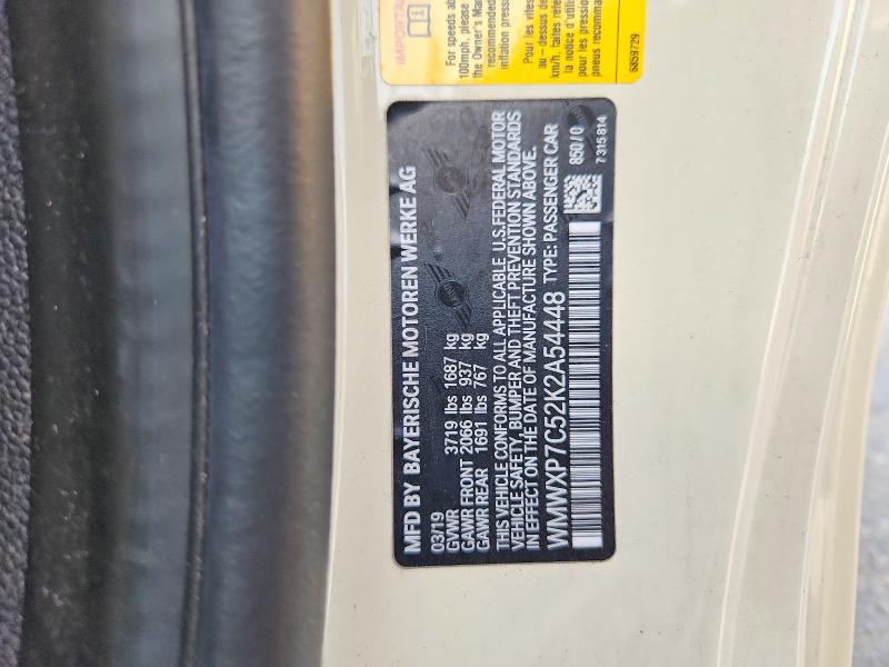 2019 Mini Cooper მანქანა იყიდება აუქციონზე, vin: WMWXP7C52K2A54448, აუქციონის ნომერი: 65346376