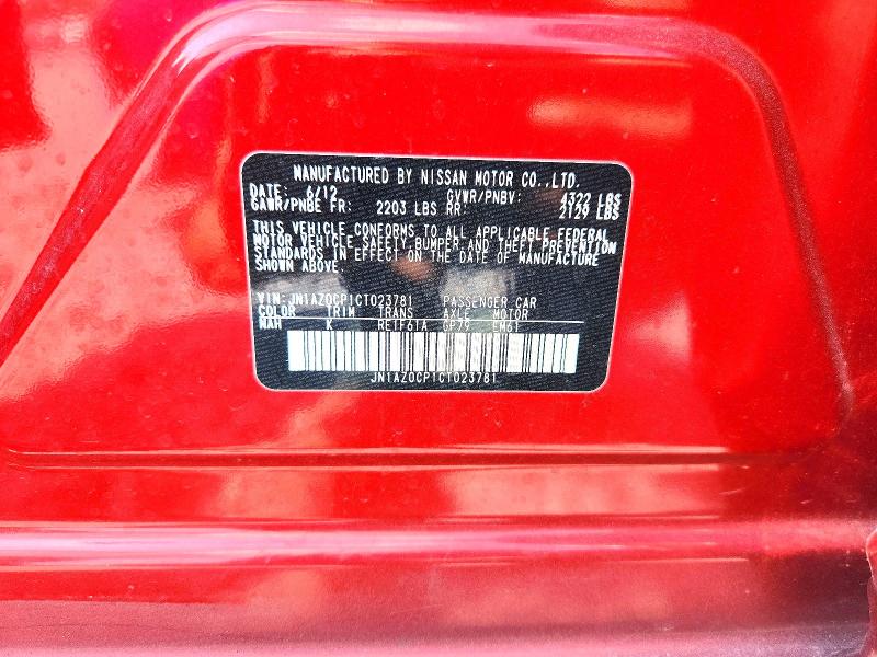 66709226 :رقم المزاد ، JN1AZ0CP1CT023781 vin ، 2012 Nissan Leaf مزاد بيع