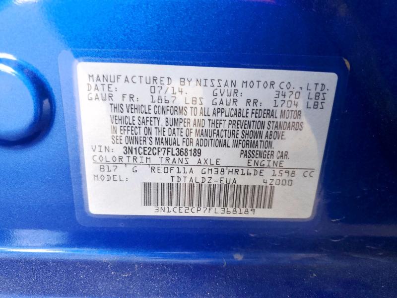Auction sale of the 2015 Nissan Versa Note, vin: 3N1CE2CP7FL368189, lot number: 63179846