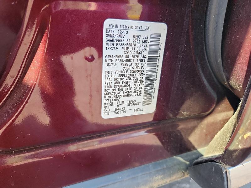 Продажа на аукционе авто 2014 Nissan Murano, vin: JN8AZ1MW6EW512627, номер лота: 66022356