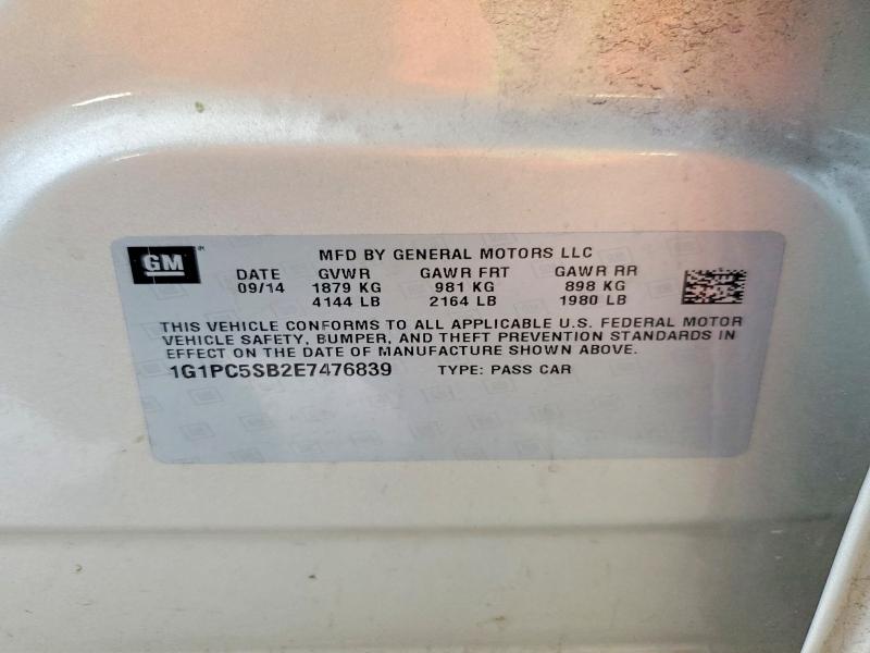 64554786 :رقم المزاد ، 1G1PC5SB2E7476839 vin ، 2014 Chevrolet Cruze مزاد بيع