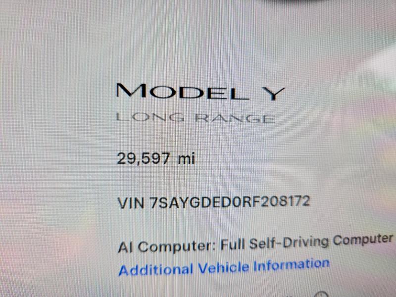 66729186 :رقم المزاد ، 7SAYGDED0RF208172 vin ، 2024 Tesla Model Y مزاد بيع