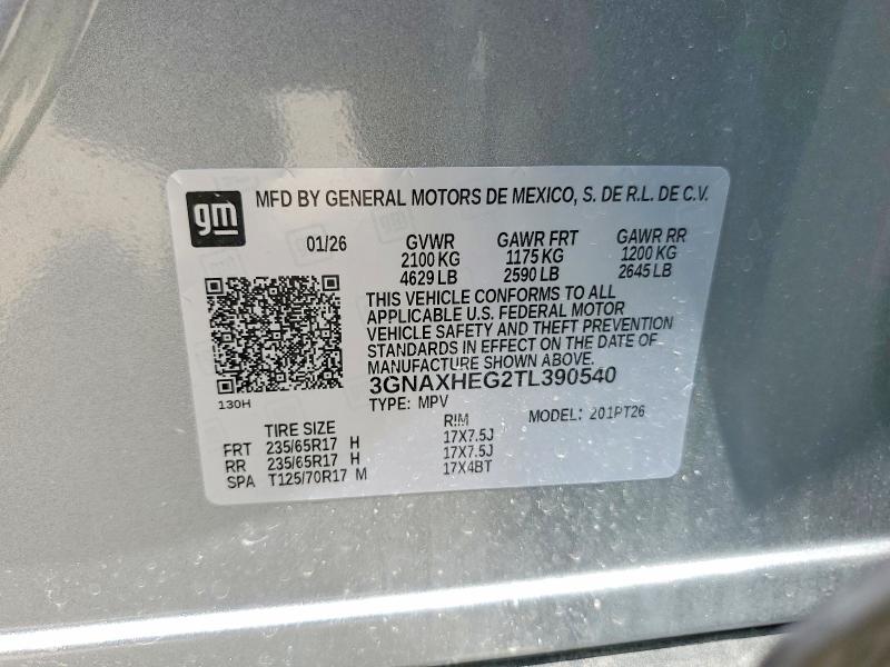 Aukcja sprzedaży 2026 Chevrolet Equinox, vin: 3GNAXHEG2TL390540, numer aukcji: 63705806
