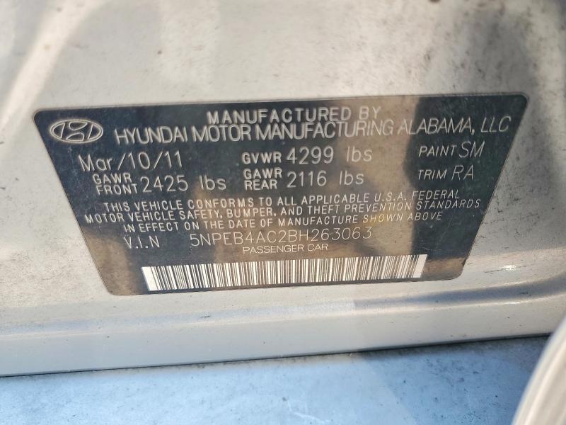 64452036 :رقم المزاد ، 5NPEB4AC2BH263063 vin ، 2011 Hyundai Sonata مزاد بيع