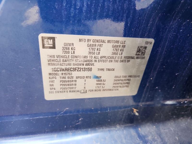 Aukcja sprzedaży 2015 Chevrolet Silverado, vin: 1GCVKREC3FZ213150, numer aukcji: 65750066