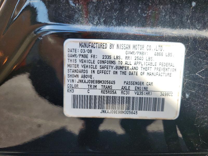 65528506 :رقم المزاد ، JNKAJ09E98M305645 vin ، 2008 Infiniti Ex35 مزاد بيع