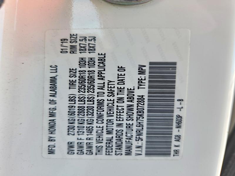 66052866 :رقم المزاد ، 5FNRL6H75KB072884 vin ، 2019 Honda Odyssey مزاد بيع