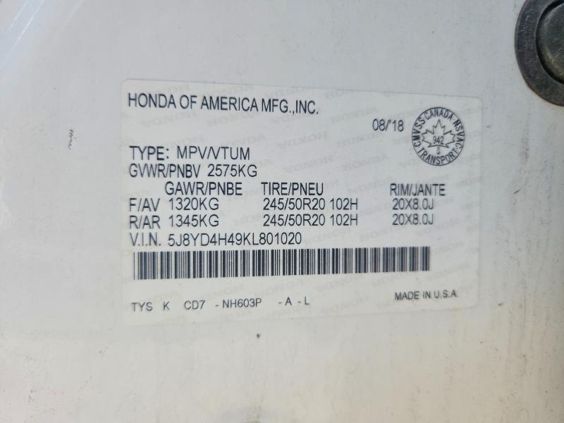 Продажа на аукционе авто 2019 Acura Mdx, vin: 5J8YD4H49KL801020, номер лота: 61374376