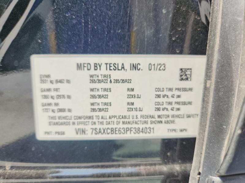 Aukcja sprzedaży 2023 Tesla Model X, vin: 7SAXCBE63PF384031, numer aukcji: 63924096