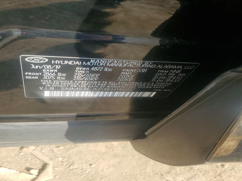 2019 Hyundai Santa Fe მანქანა იყიდება აუქციონზე, vin: 5NMS3CAD3KH136077, აუქციონის ნომერი: 65152776