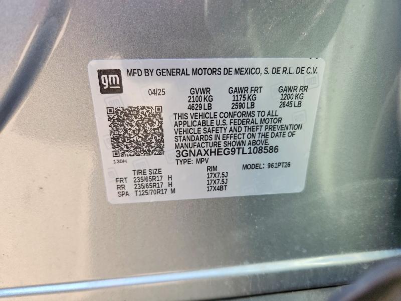 63729626 :رقم المزاد ، 3GNAXHEG9TL108586 vin ، 2026 Chevrolet Equinox مزاد بيع