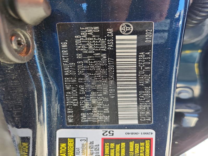 Продаж на аукціоні авто 2019 Toyota Camry, vin: 4T1B11HK5KU290177, номер лоту: 66204296