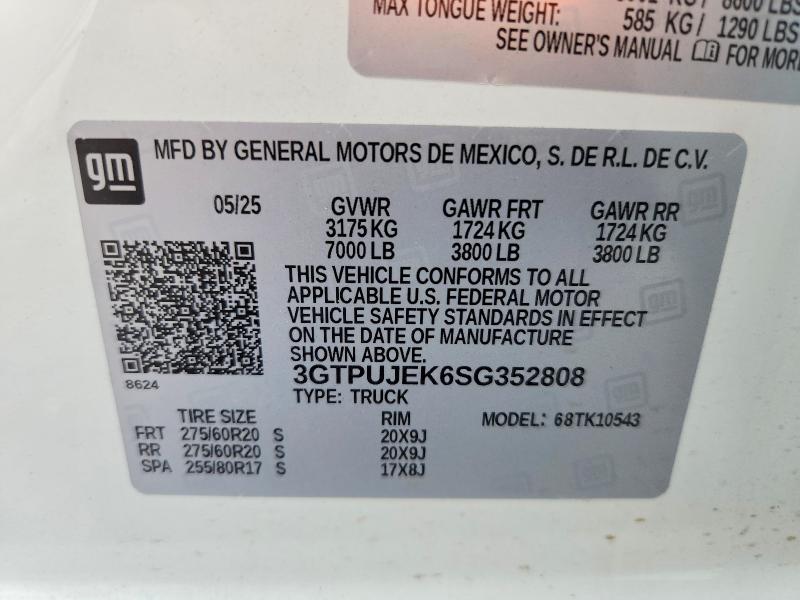 Продаж на аукціоні авто 2025 Gmc Sierra, vin: 3GTPUJEK6SG352808, номер лоту: 66771266