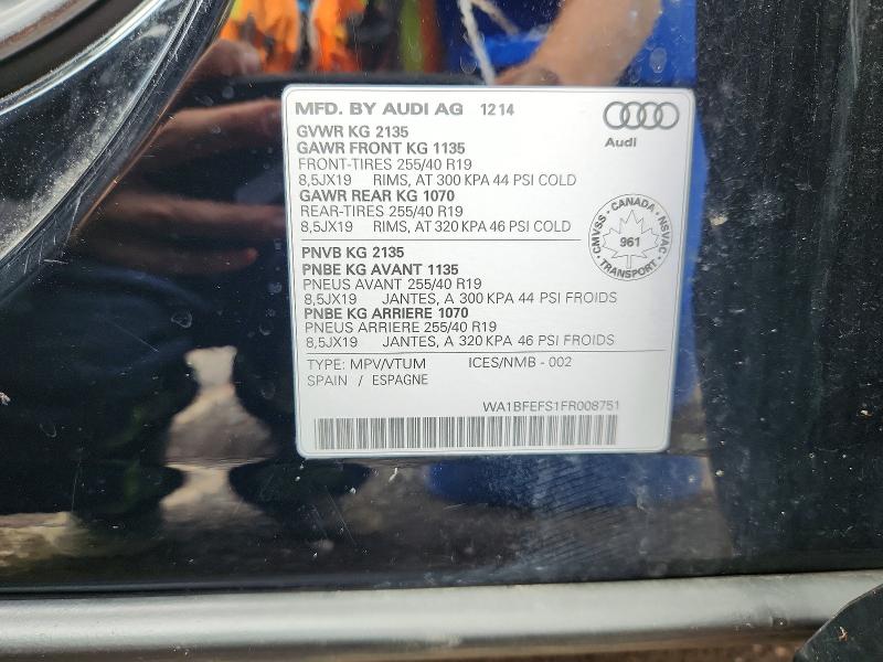 Продажа на аукционе авто 2015 Audi Q3, vin: WA1BFEFS1FR008751, номер лота: 65197486