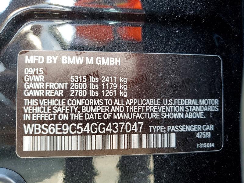 Продажа на аукционе авто 2016 Bmw M6, vin: WBS6E9C54GG437047, номер лота: 65940316