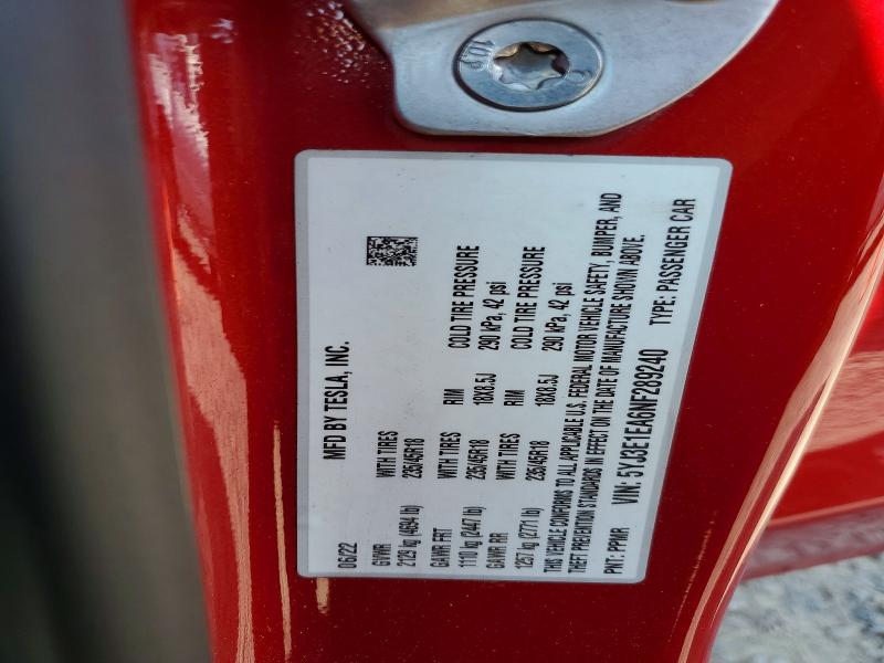 65758456 :رقم المزاد ، 5YJ3E1EA6NF289240 vin ، 2022 Tesla Model 3 مزاد بيع