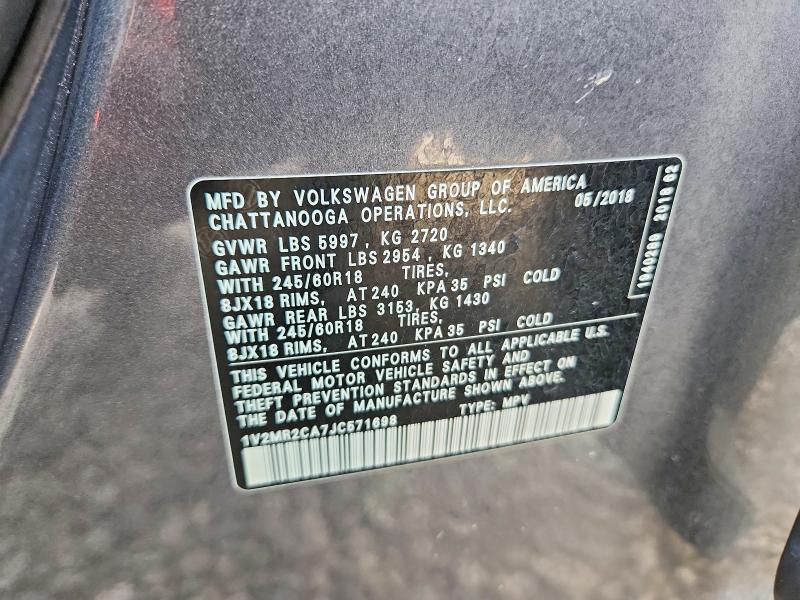 Продажа на аукционе авто 2018 Volkswagen Atlas, vin: 1V2MR2CA7JC571698, номер лота: 65672196