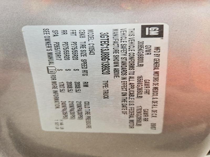 Aukcja sprzedaży 2008 Gmc Sierra, vin: 3GTEC13J88G138920, numer aukcji: 66500826